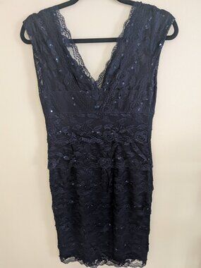 JS Collections Sequin/Lace Navy Cocktail Dress